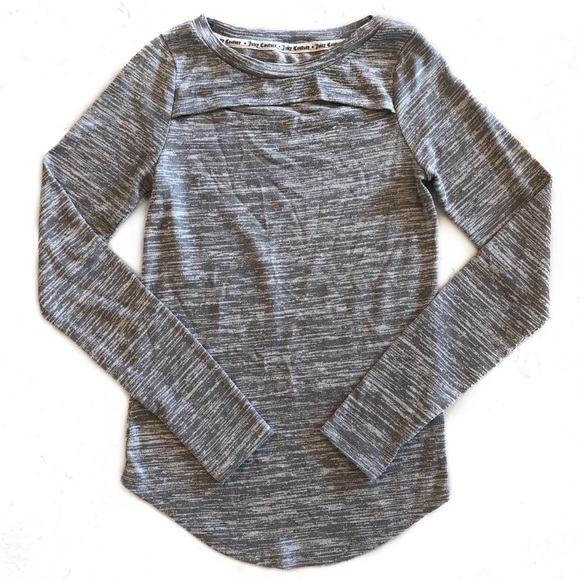 Juicy Couture Cut-Out Melange Long Sleeve Tee in Gray Space Dye Women’s Size XS - Picture 1 of 8